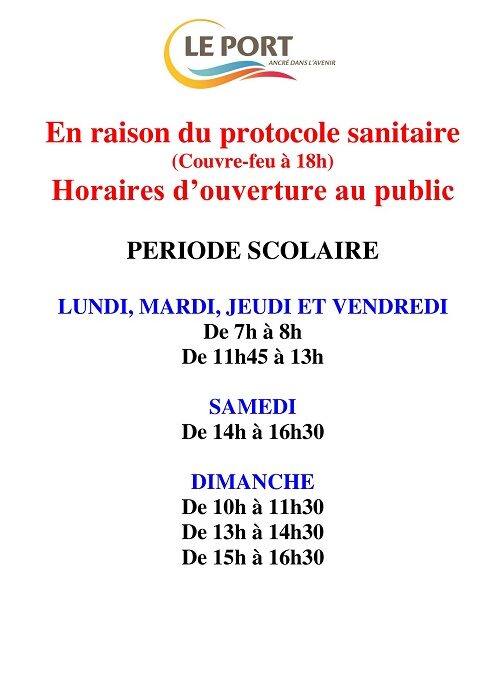 Horaires d’ouverture de la piscine